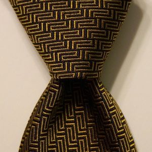 GIANNI VERSACE Men's Silk Necktie Gold/Black EUC